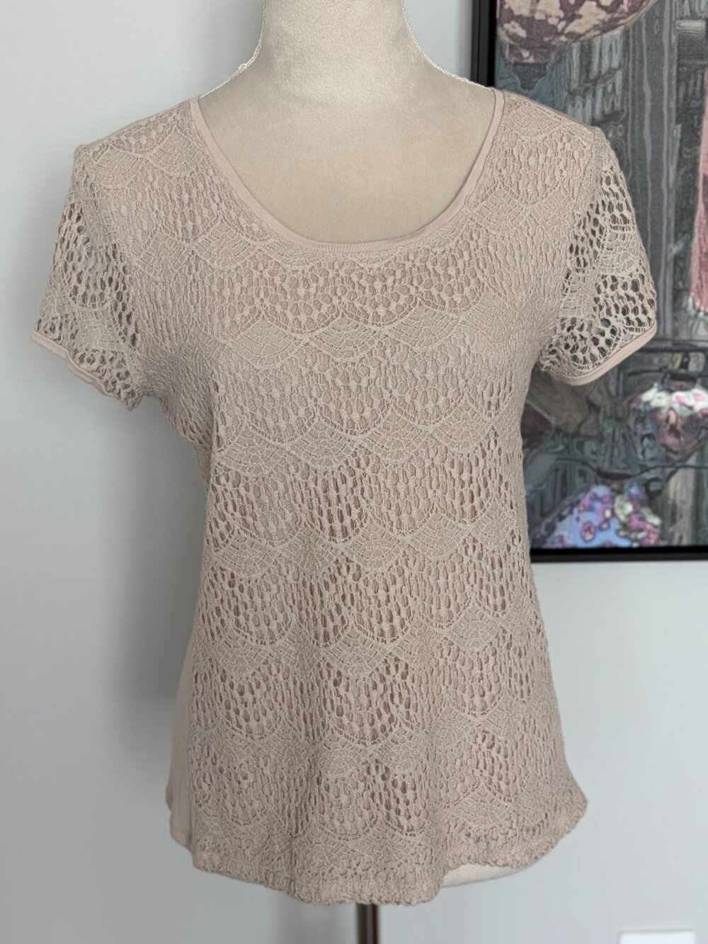 Verve Ami Beige Lace Front Shirt S